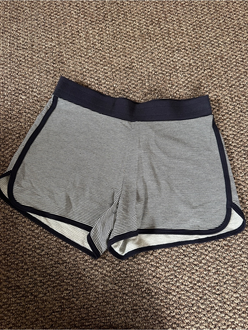 Striped Navy-Trim Athletic Shorts for Women